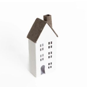 Casinha Branca e Taupe - 31 cms Bonita e original casa em feltro