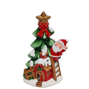 Árvore e Casinha Pai Natal - 32 cms Bonita árvore/casinha em cerâmica com Led Funciona a pilhas