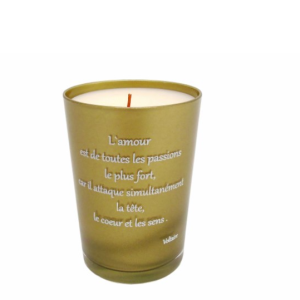 Vela Fragrância – Poema Voltaire Bonita e original vela com frase de Voltaire