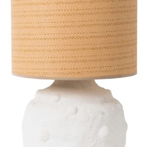 Candeeiro de Mesa Cerâmica e Palhinha com Abajour Bonito e elegante candeeiro com base cerâmica texturada e abajour em fibra natural