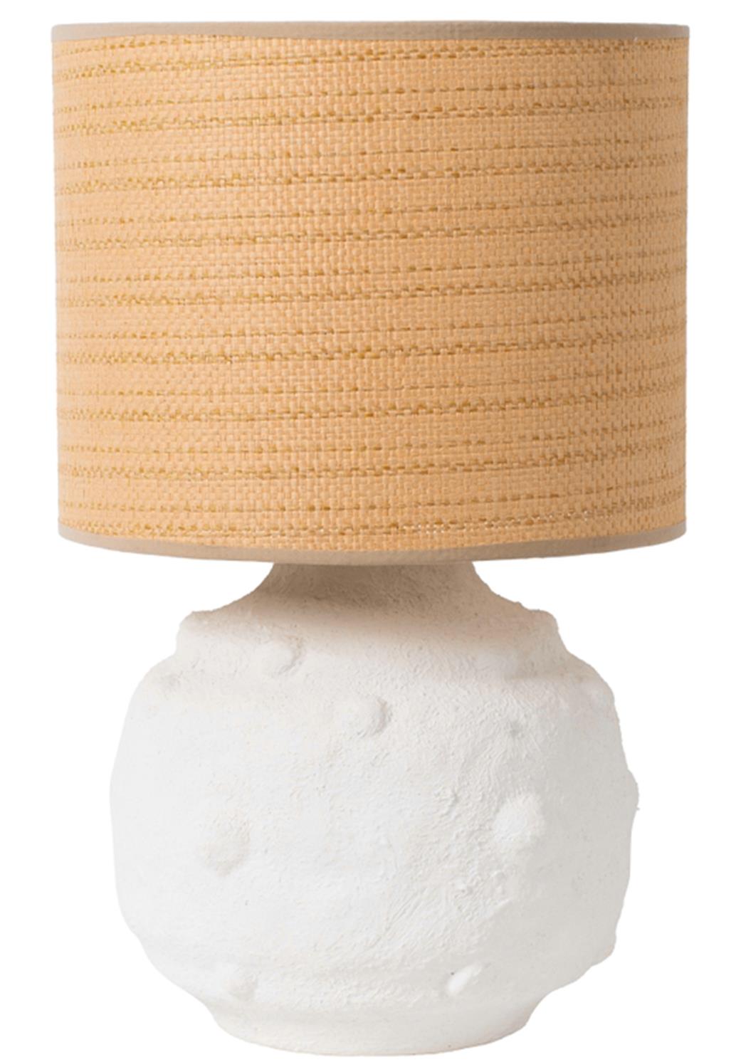 Candeeiro de Mesa Cerâmica e Palhinha com Abajour